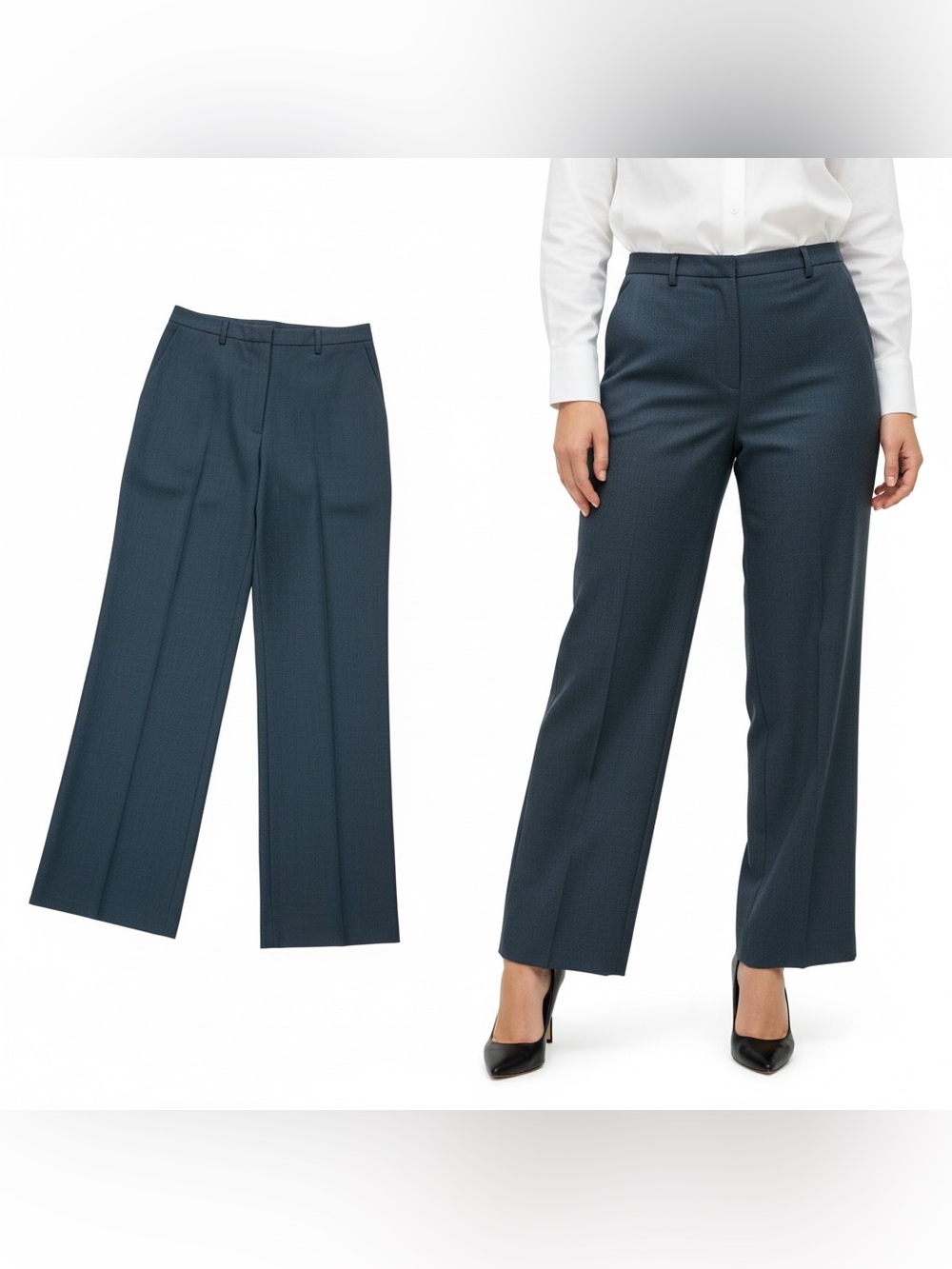 Lafayette 148 Tailored Wide-Leg Dress Pants in Charcoal Grey- Women